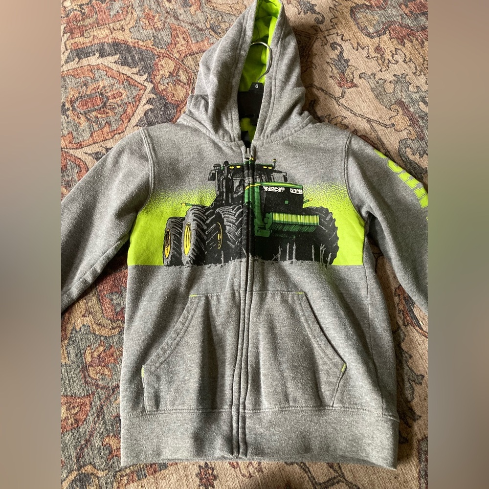 Boys John Deere Zip Up Hoodie, Size 7
